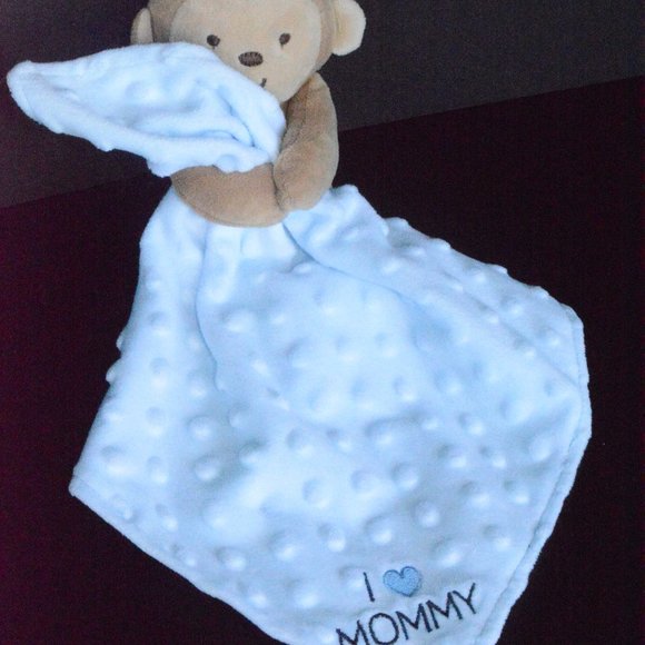 Carters Blue Monkey Minky Lovey Baby Blanket Plush - Picture 5 of 9